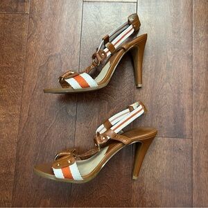 Michael Michael Kors Seaport T-Strap Brown and Orange Women's Heels, Size 8